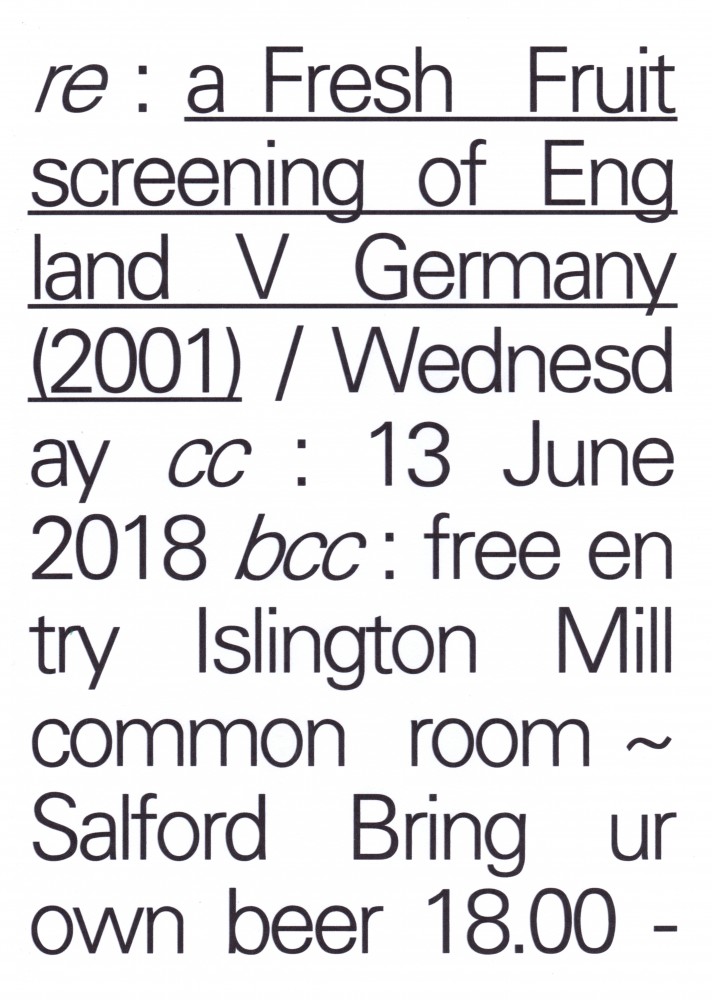 Film Screening // England vs Germany 2001 Match